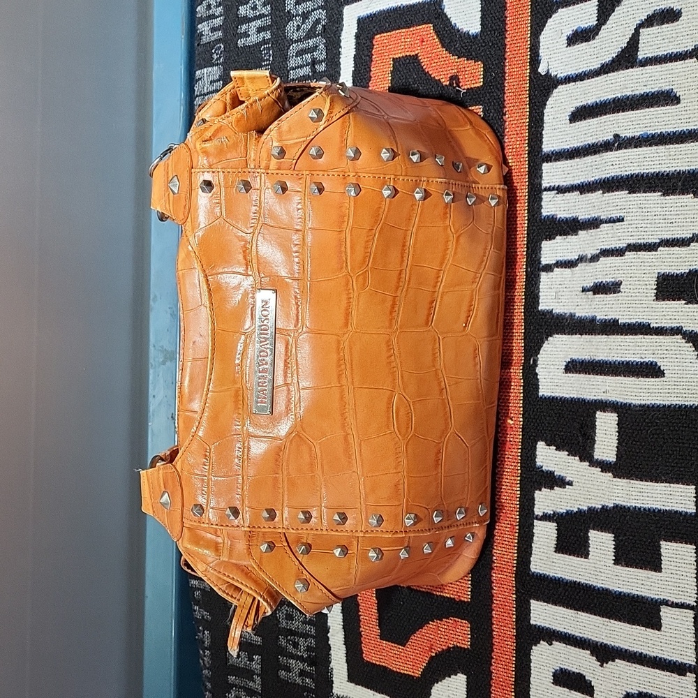 Orange leather Harley Davidson Purse